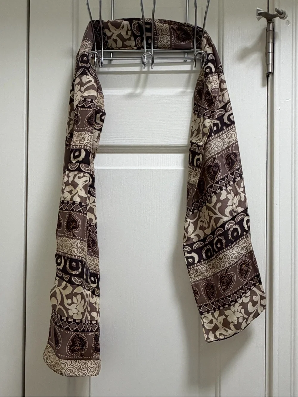 Brown & Cream Patterned Womens Scarf - Lightweight Wrap